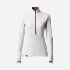 Women's Long-sleeved Mountain Trek Merino Wool T-shirt With Zipped Collar -Forclaz k35543b63db36b99a33b80f1765b99c13