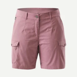 Women's Trekking And Travel Cotton Cargo Shorts - TRAVEL100