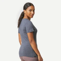 Women's Short-Sleeved Merino Wool Trekking Travel T-Shirt -Forclaz k4186772c12e41801f9f3848c29cfa918