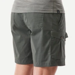 Women's Trekking And Travel Cotton Cargo Shorts - TRAVEL100 -Forclaz k50912a46f399e634be81c19dc91011c2