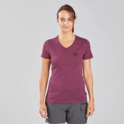 Women's Short-Sleeved Merino Wool Trekking Travel T-Shirt -Forclaz k546802644101d898d6532b2c914e8fbf