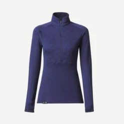 Women's Long-sleeved Mountain Trek Merino Wool T-shirt With Zipped Collar