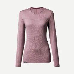 Women's Long-sleeve Merino Wool T-shirt -Forclaz k735fb718ca4b4f365e4e919a50526e9a