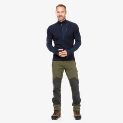 Men’s Long-sleeved Mountain Trekking Merino Wool T-shirt With Zipped Collar -Forclaz k8de5a06bdc88ff6b42e31e96f39562e7