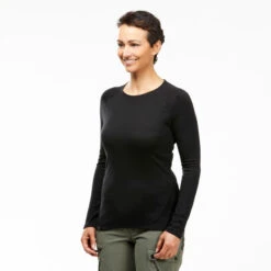 Women’s Long-sleeve 100% Merino Wool T-shirt -Forclaz ka0ac40d1adc02359960c14e1865a2a2e