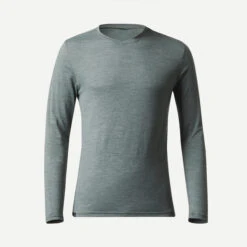 Men's Long-sleeved Merino Wool Trekking T-shirt - TRAVEL 100